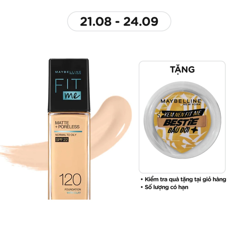 MAYBELLINE NEW YORK Foundation Fit Me Matte+ Poreless SPF22 30ml .#120 Classic Ivory