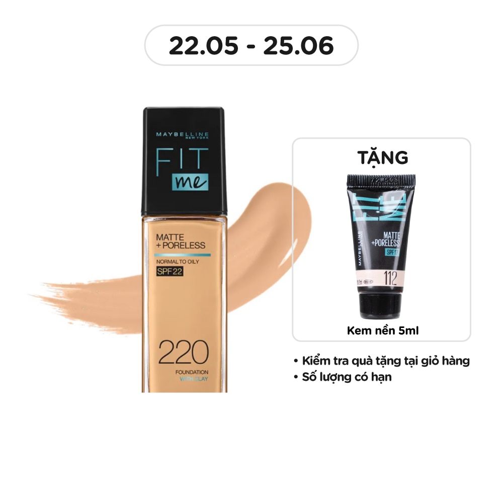 MAYBELLINE NEW YORK Foundation Fit Me Matte+ Poreless SPF22 30ml .#220 Natural Beige