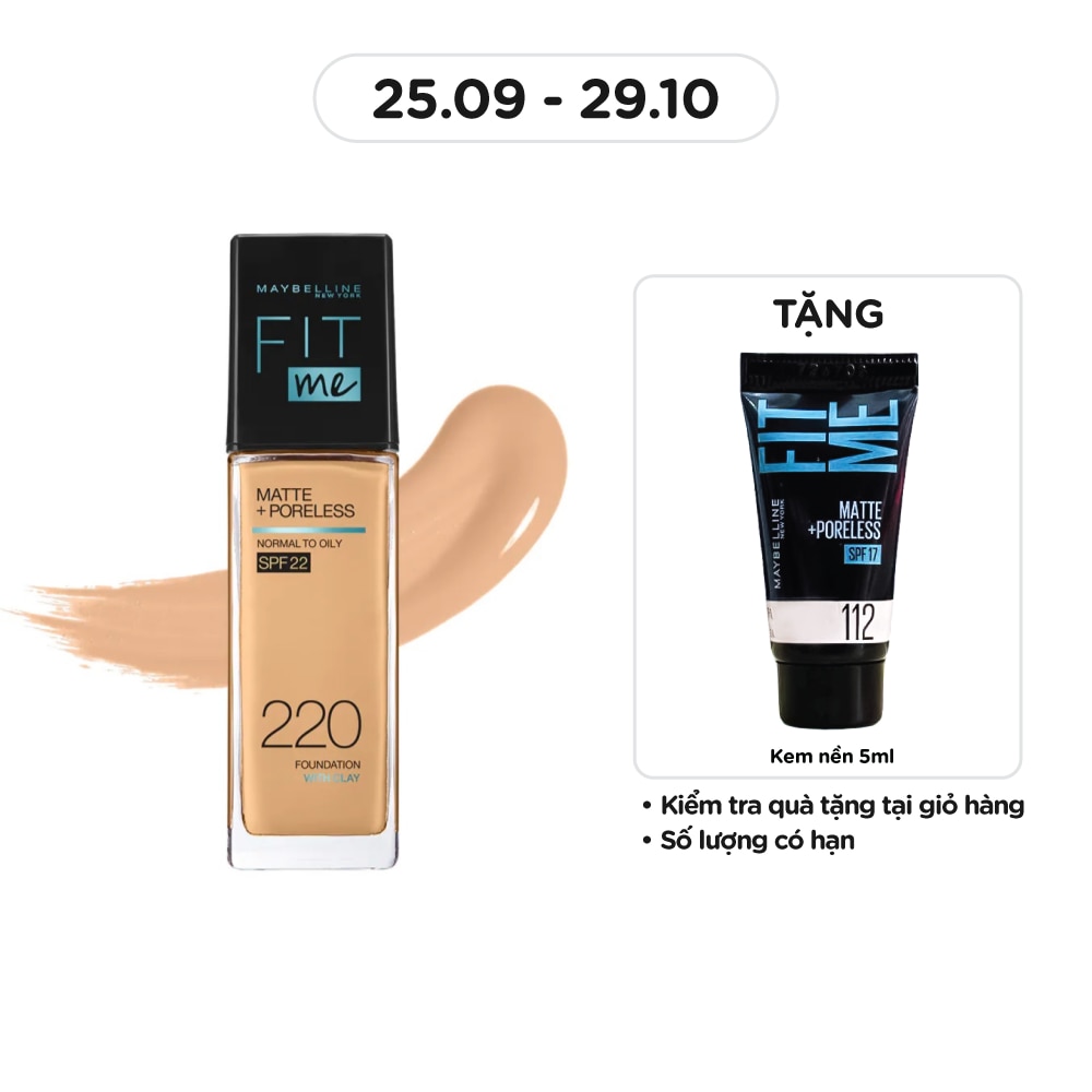 MAYBELLINE NEW YORK Foundation Fit Me Matte+ Poreless SPF22 30ml .#220 Natural Beige