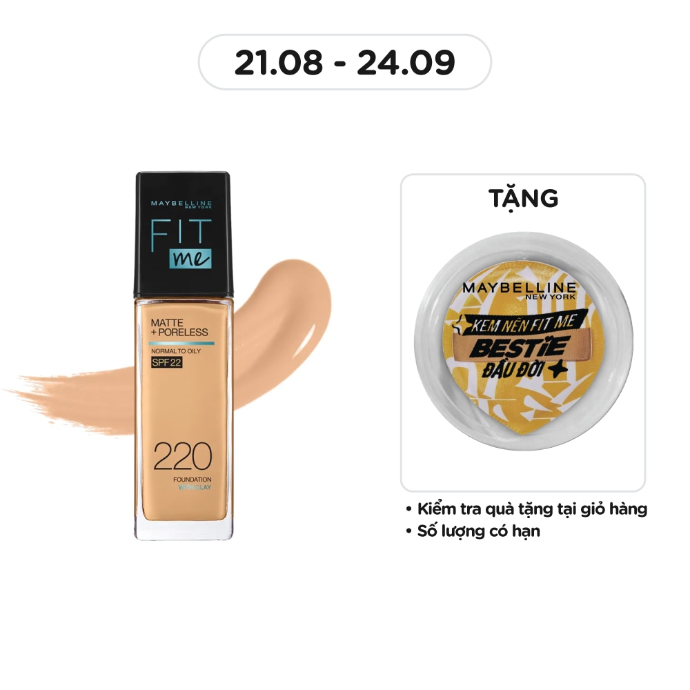 MAYBELLINE NEW YORK Foundation Fit Me Matte+ Poreless SPF22 30ml .#220 Natural Beige