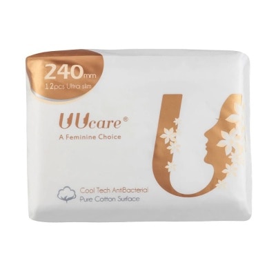 UUCARE Sanitary Napkin Day CoolTech Antibacterial Pure Cotton Surface 24cm 12 Pieces