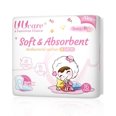 UUCARE Sanitary Napkin Day Young Girl Antibacterial On Full Surface 24cm 16 Pads image
