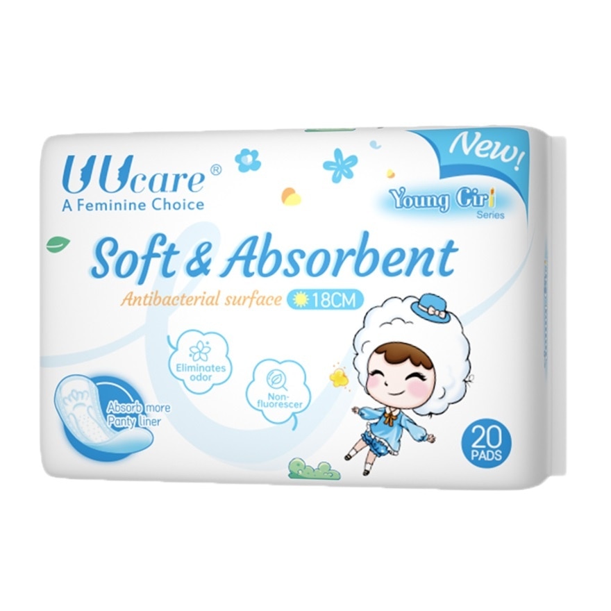 UUCare Sanitary Napkin Panty Liner Young Girl Antibacterial On Full Surface 18cm 20 Pieces