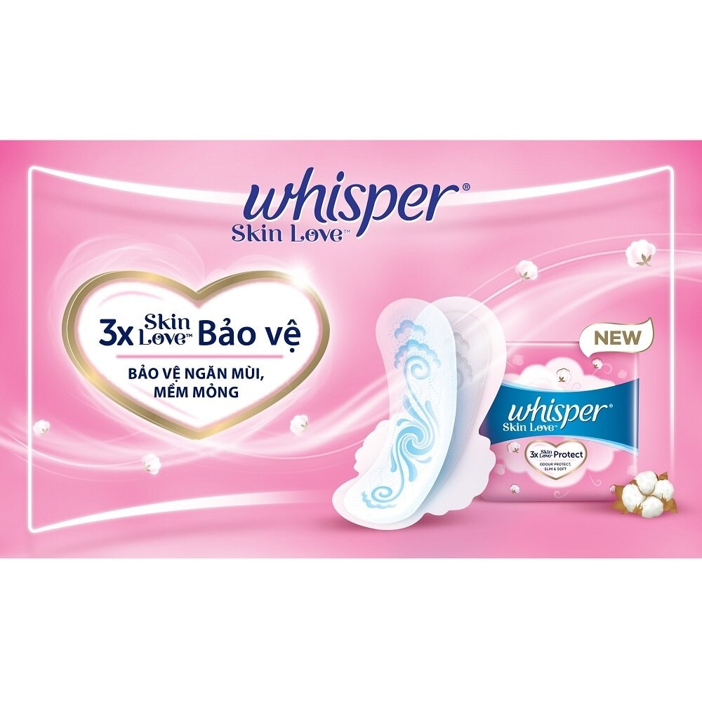 Băng Vệ Sinh Whisper Skinlove Regular Flow Ultra Slim Wings Yêu Làn Da Siêu Mỏng Ngày 24cm 18 Miếng