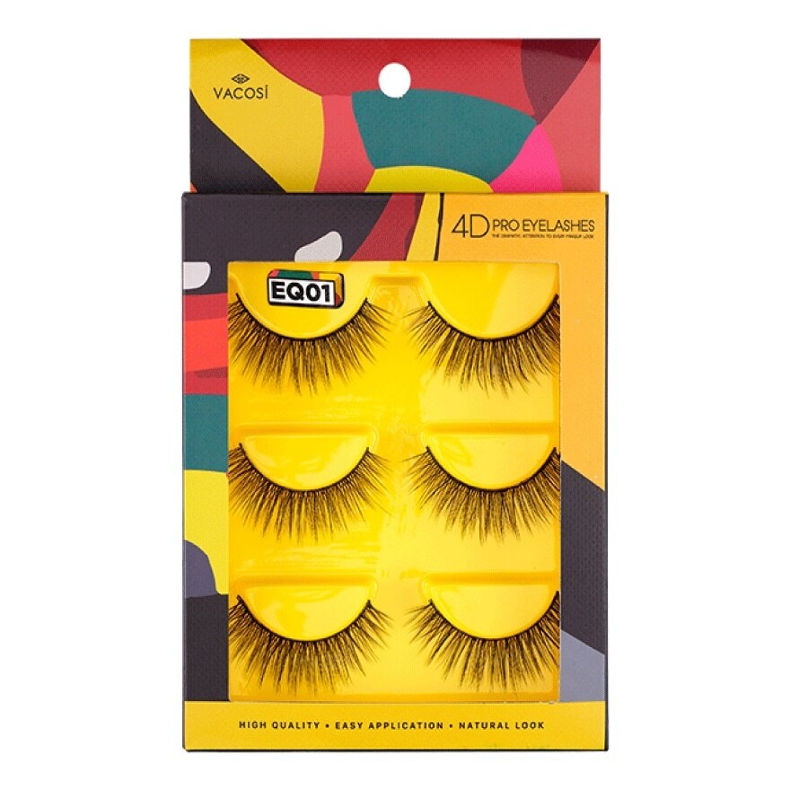Vacosi 4D Pro Eyelashes 3 Pairs .#EQ01