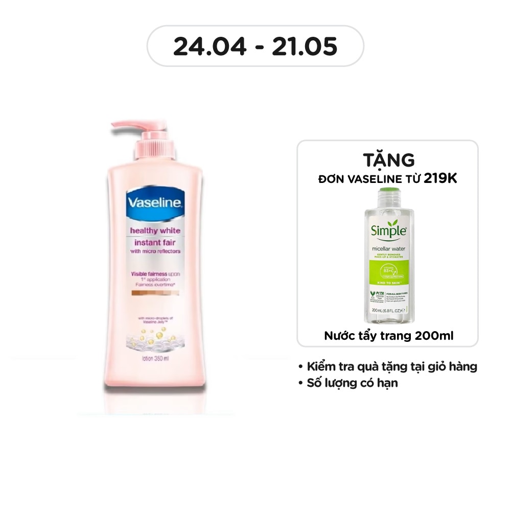 Sữa Dưỡng Thể Vaseline Healthy White Instant Fair Trắng Da 350ml