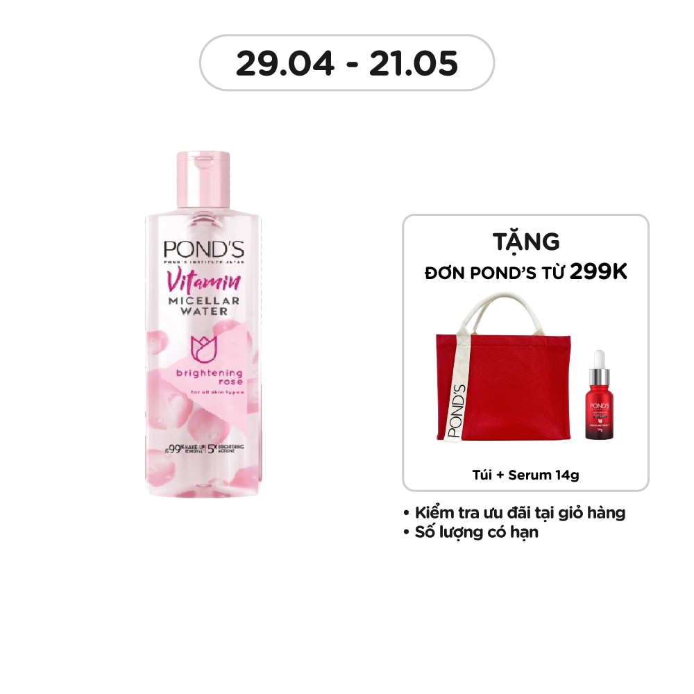 Nước Hoa Hồng Pond'S Vitamin Micellar Water Britening Rose Chiết Xuất Hoa Hồng 235ml
