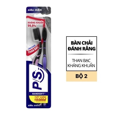 P/S Bàn Chải Đánh Răng P/S Than Bạc Kháng Khuẩn Màu Ngẫu Nhiên 2 Cây