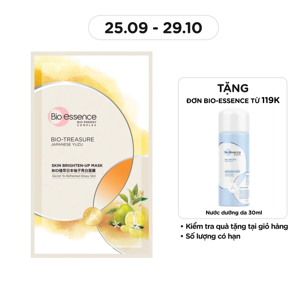 Mặt Nạ Bio Essence Japanese Yuzu Skin Brightening Up Mask Chiết Xuất Quả Thanh Yên Dưỡng Trắng 20ml