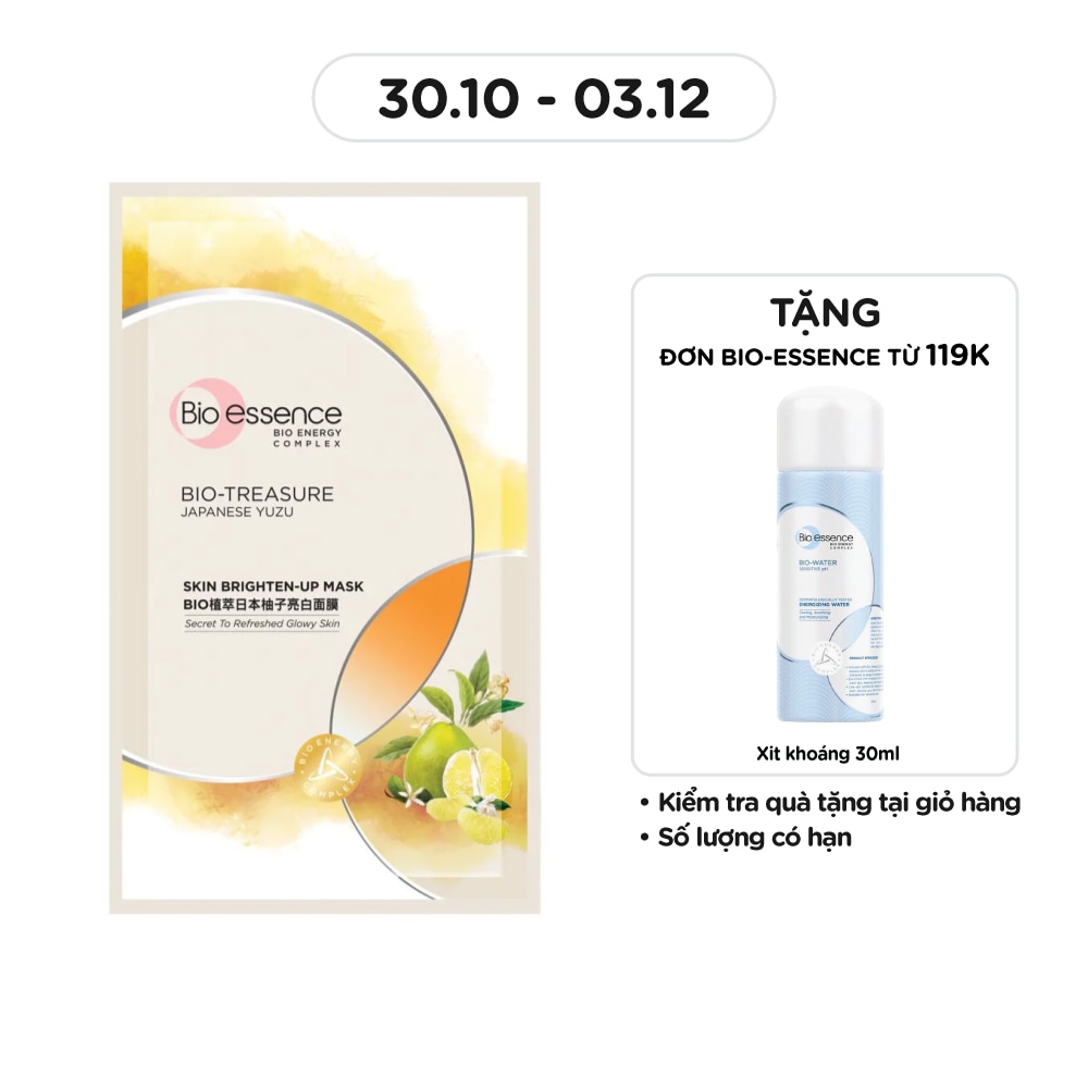 Mặt Nạ Bio Essence Japanese Yuzu Skin Brightening Up Mask Chiết Xuất Quả Thanh Yên Dưỡng Trắng 20ml