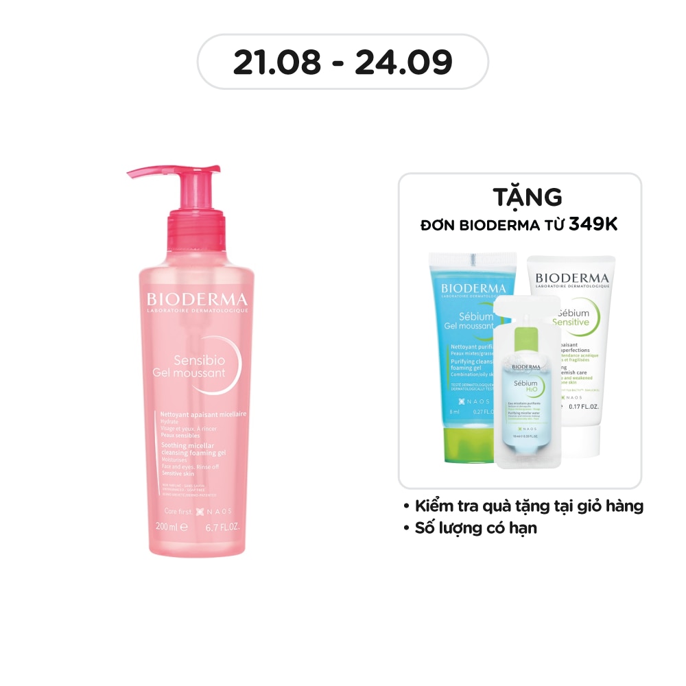 Gel Rửa Mặt Bioderma Sensibio Moussant Tẩy Trang Và Dưỡng Ẩm 200ml