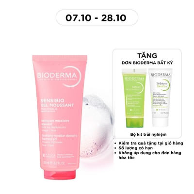 BIODERMA Gel Rửa Mặt Bioderma Sensibio Moussant Tẩy Trang Và Dưỡng Ẩm 200ml image