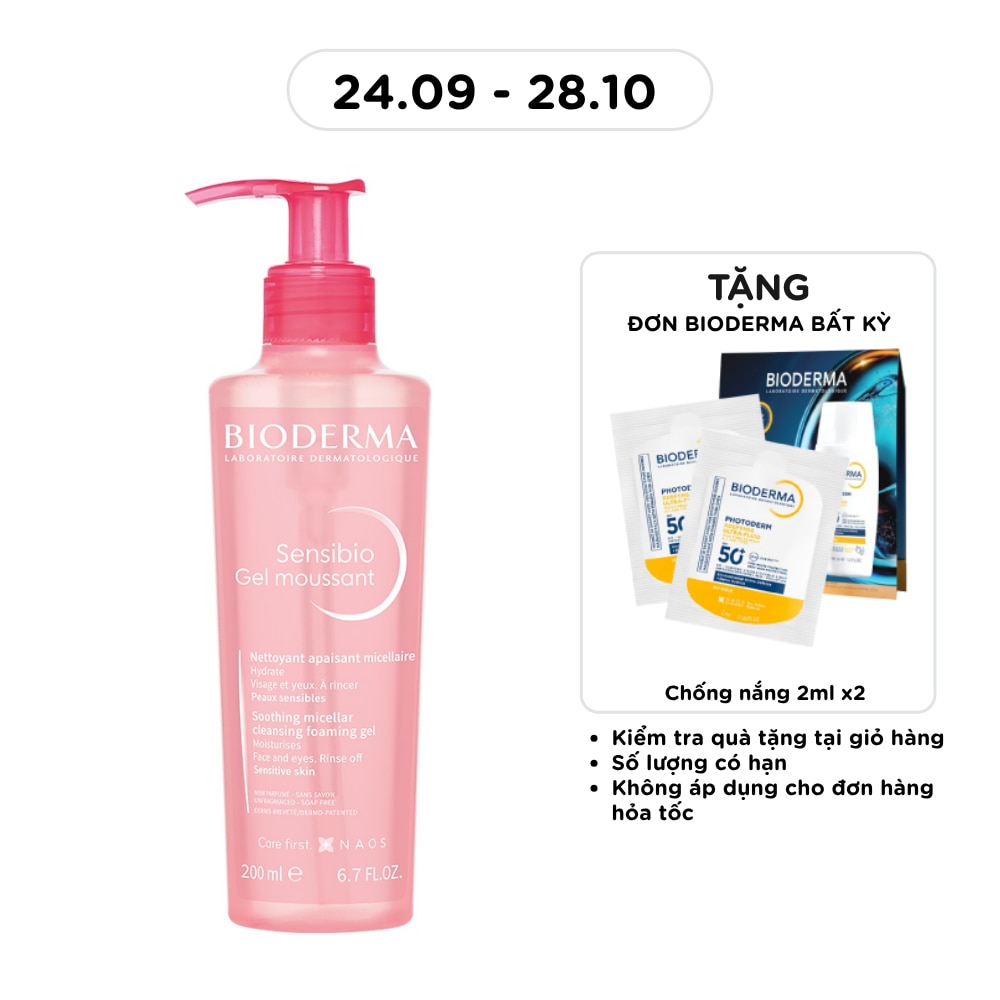 Gel Rửa Mặt Bioderma Sensibio Moussant Tẩy Trang Và Dưỡng Ẩm 200ml
