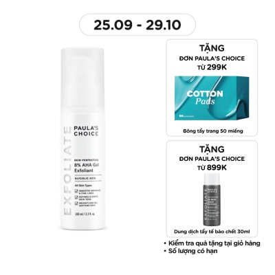 PAULA'S CHOICE Gel Tẩy Da Chết Paula's Choice Skin Perfecting 8% AHA Gel Exfoliant Làm Sáng Da 100ml