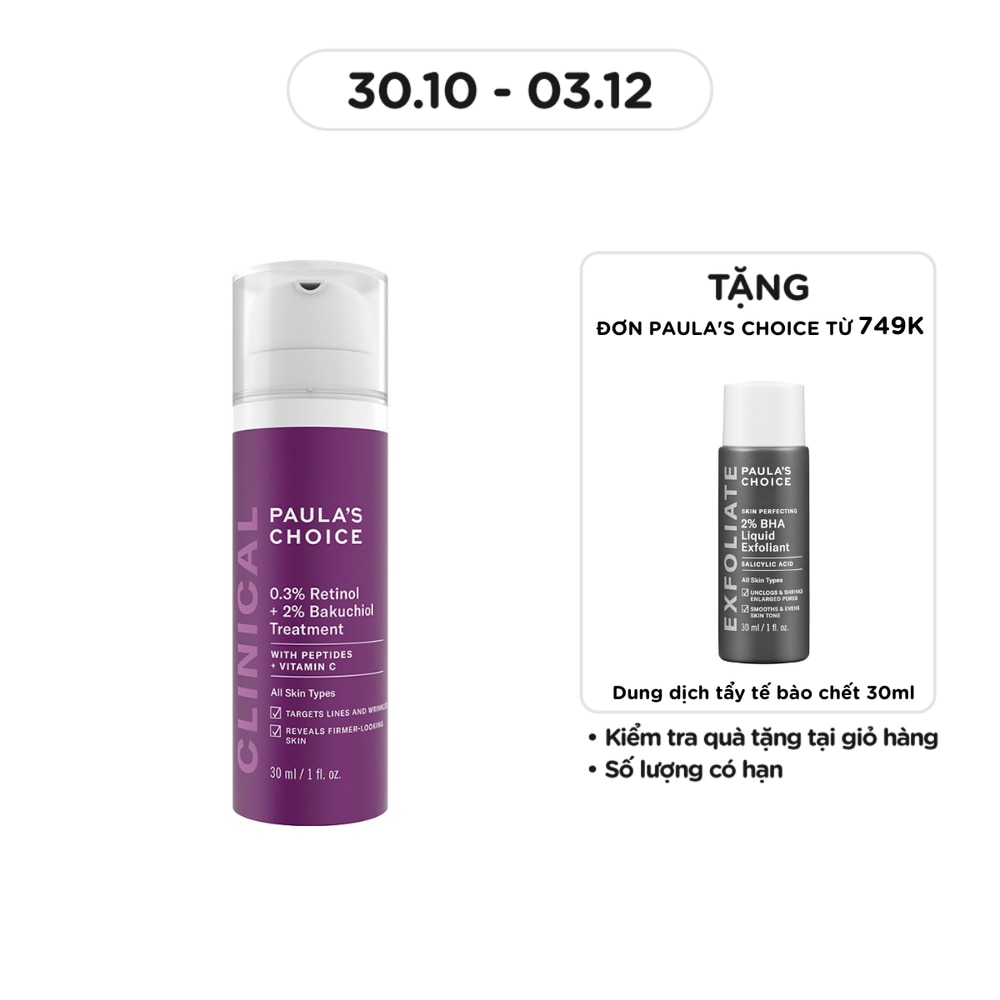 Kem Dưỡng Da Paula's Choice 0.3% Retinol + 2% Bakuchiol Treatment 30ml