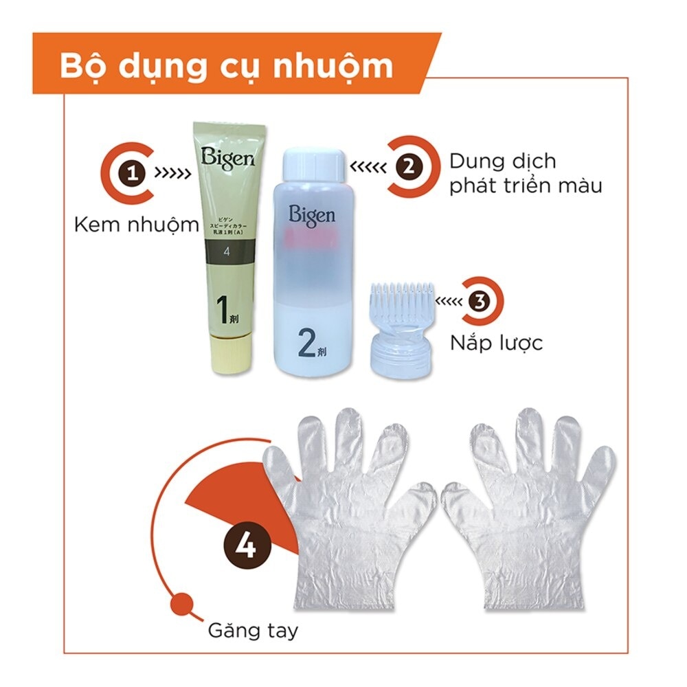 Kem Nhuộm Tóc Phủ Bạc Bigen Speedy Color Milky 60ml + 40g .#6 Nâu Đen