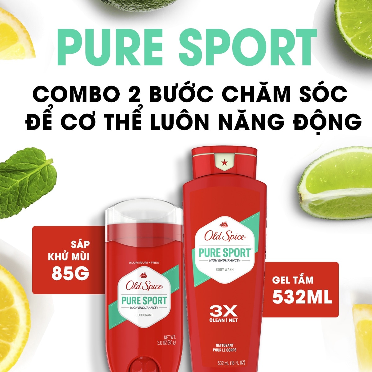 Sáp Khử Mùi Old Spice Pure Sport High Endurance Dành Cho Nam Giới Chơi Thể Thao Và Vận Động 85g