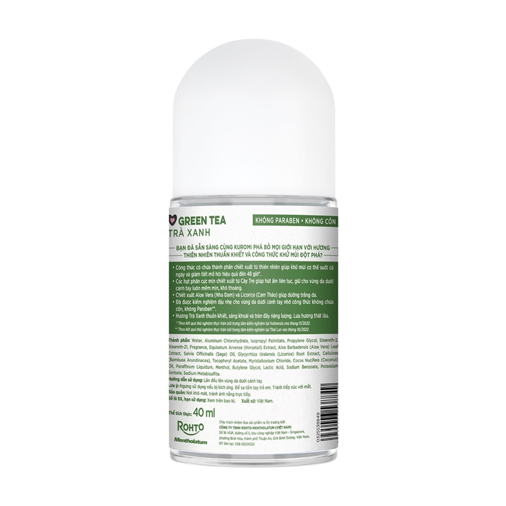 Lăn Khử Mùi Refre Natural Green Tea Hương Trà Xanh Thuần Khiết 40ml