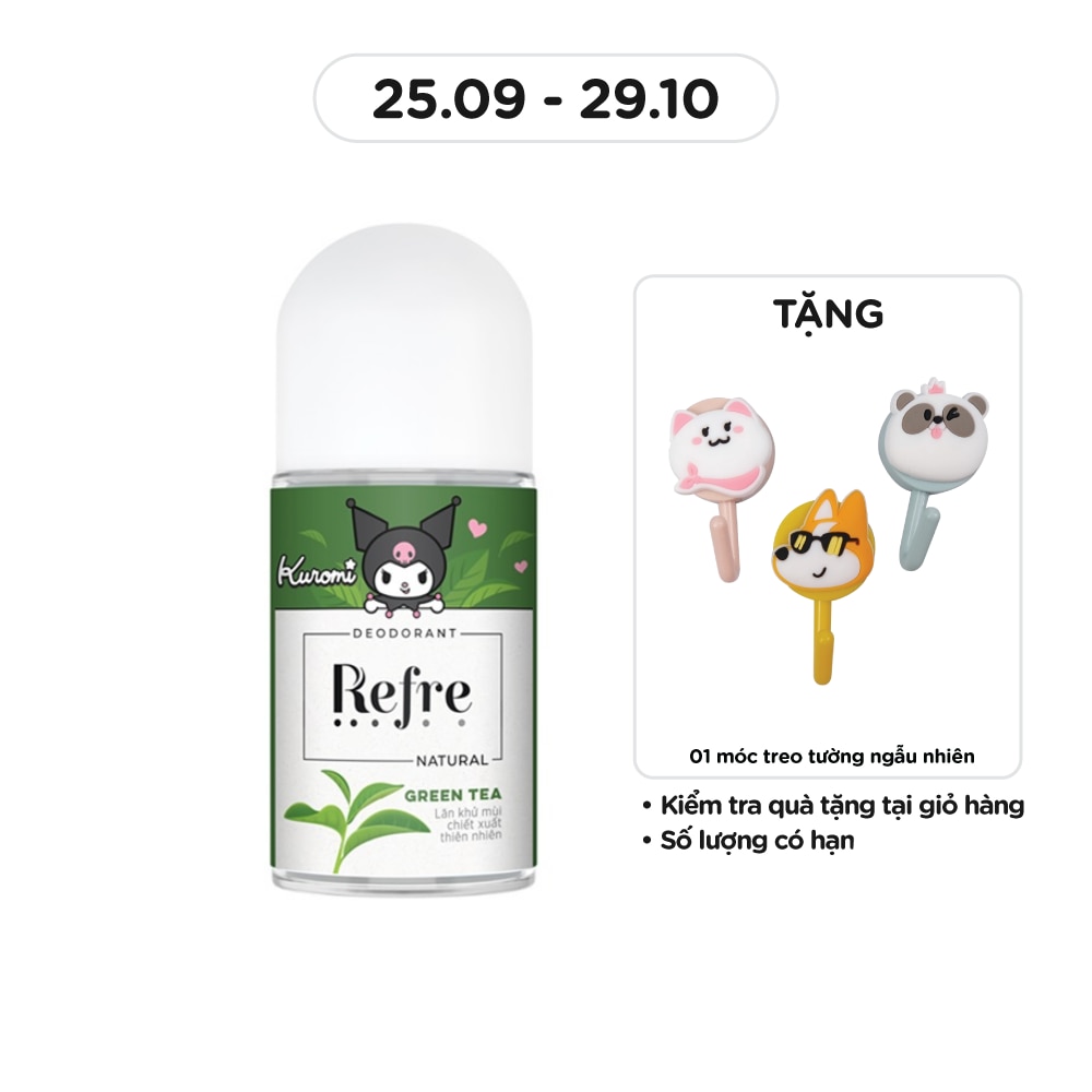 Lăn Khử Mùi Refre Natural Green Tea Hương Trà Xanh Thuần Khiết 40ml
