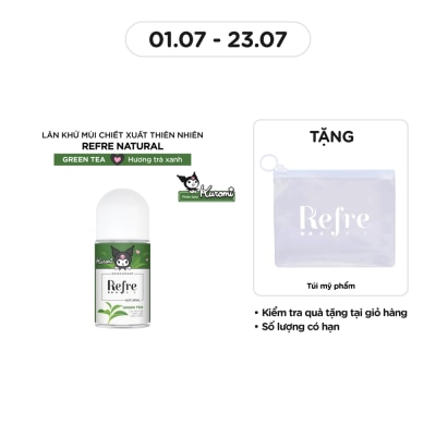 REFRE Lăn Khử Mùi Refre Natural Green Tea Hương Trà Xanh Thuần Khiết 40ml