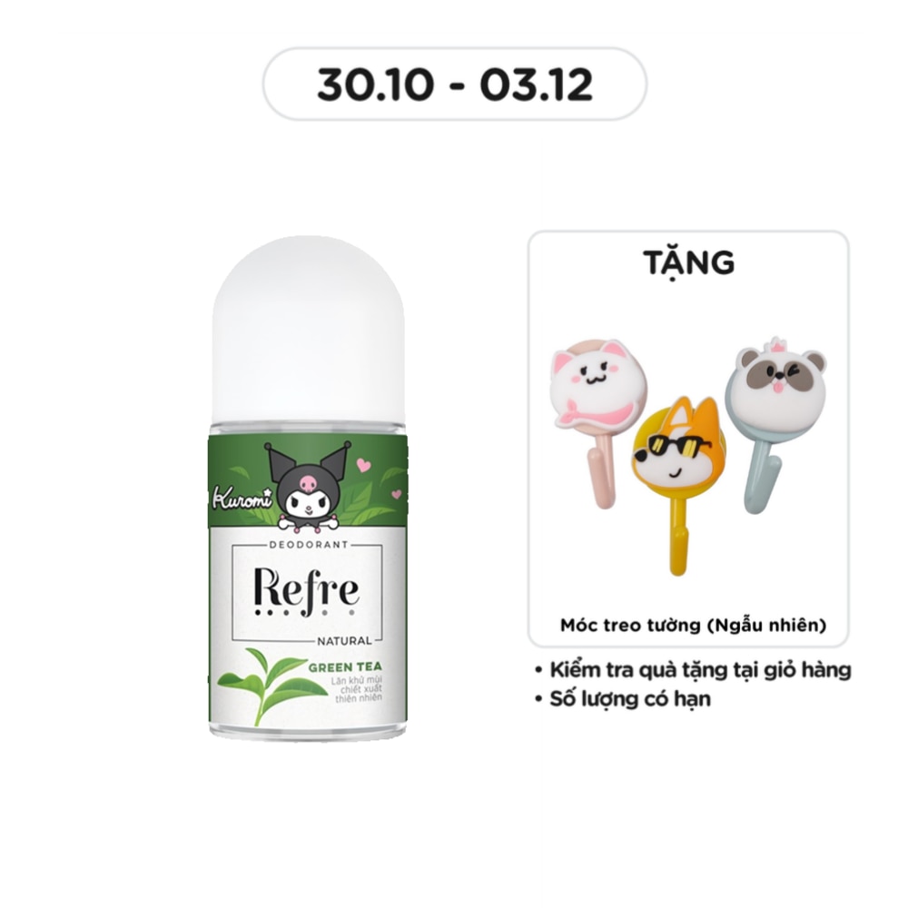 Lăn Khử Mùi Refre Natural Green Tea Hương Trà Xanh Thuần Khiết 40ml