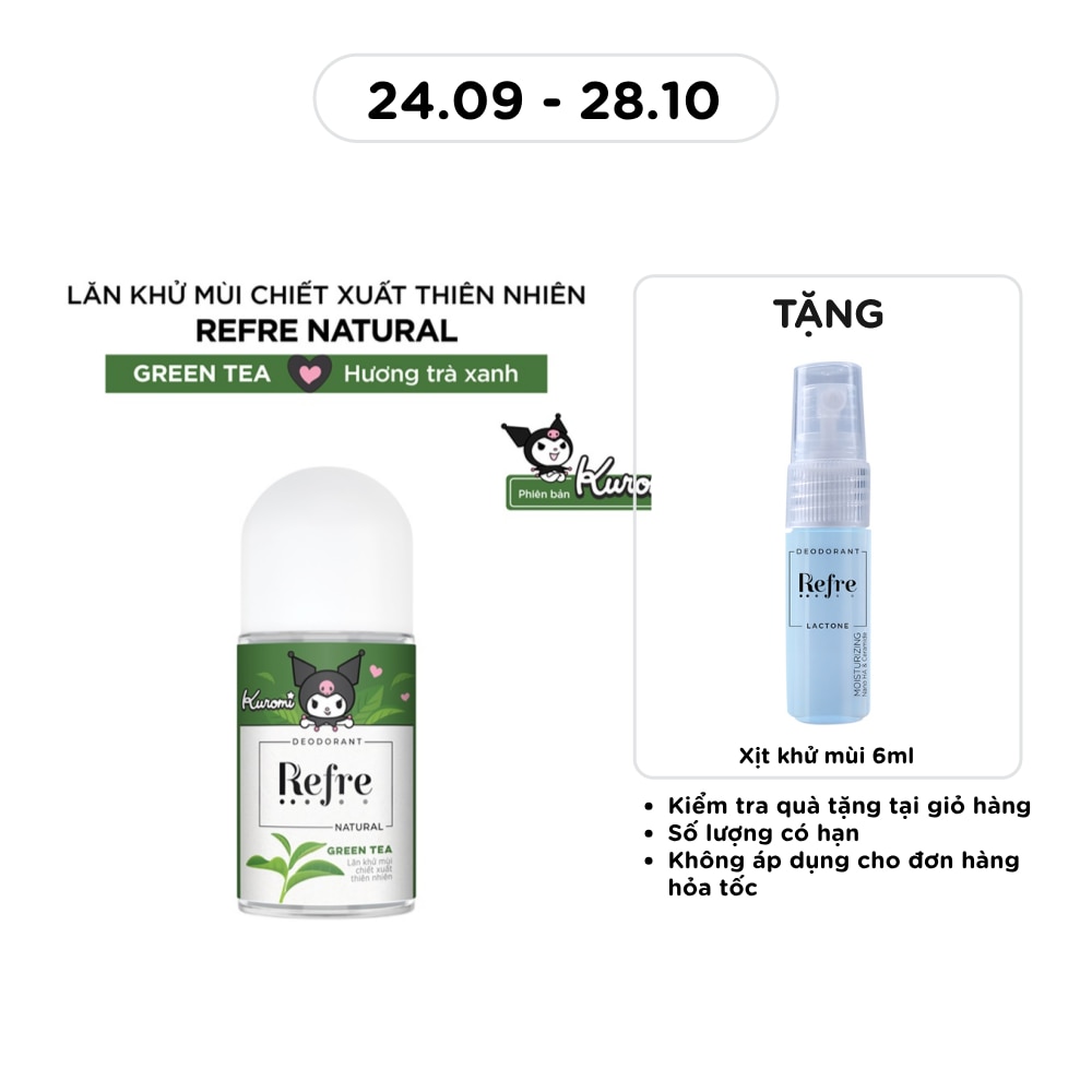 Lăn Khử Mùi Refre Natural Green Tea Hương Trà Xanh Thuần Khiết 40ml image