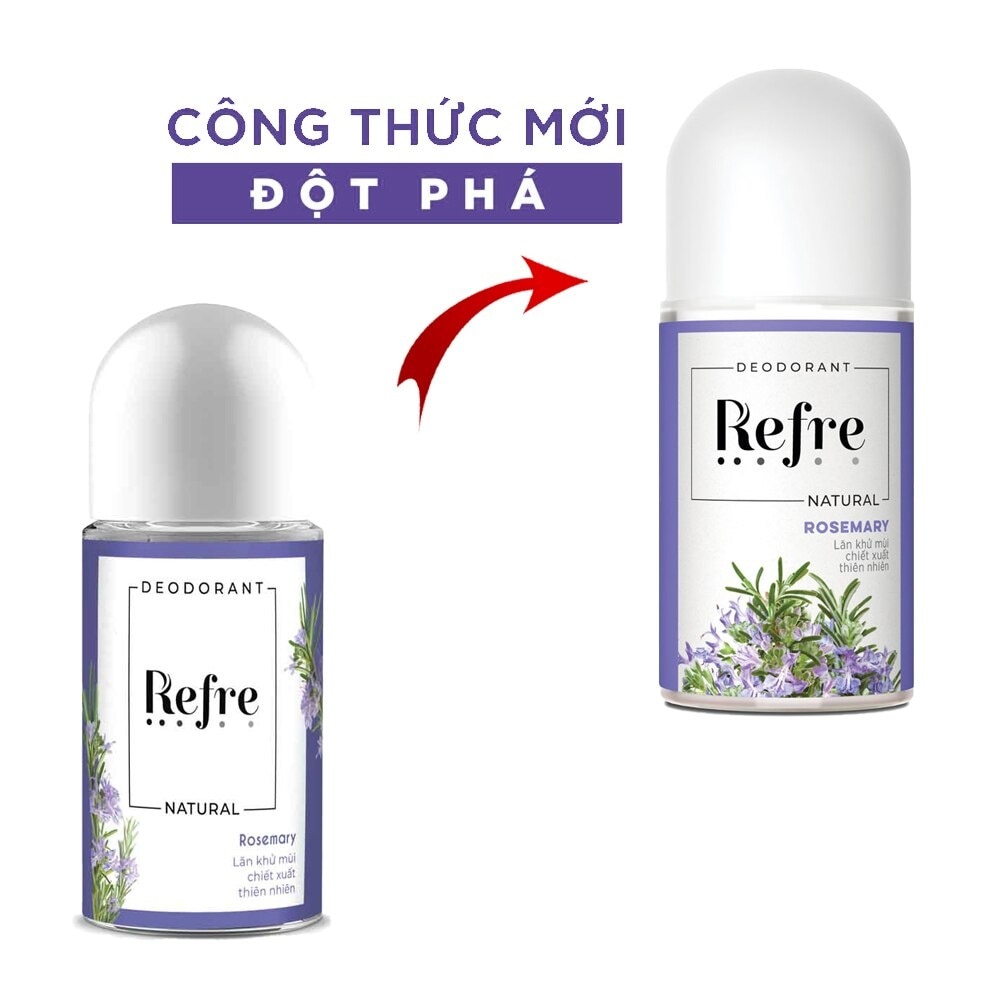 Lăn Khử Mùi Refre Natural Rosemary Hương Thảo Thanh Dịu 40ml