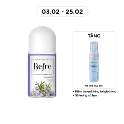 REFRE Lăn Khử Mùi Refre Natural Rosemary Hương Thảo Thanh Dịu 40ml
