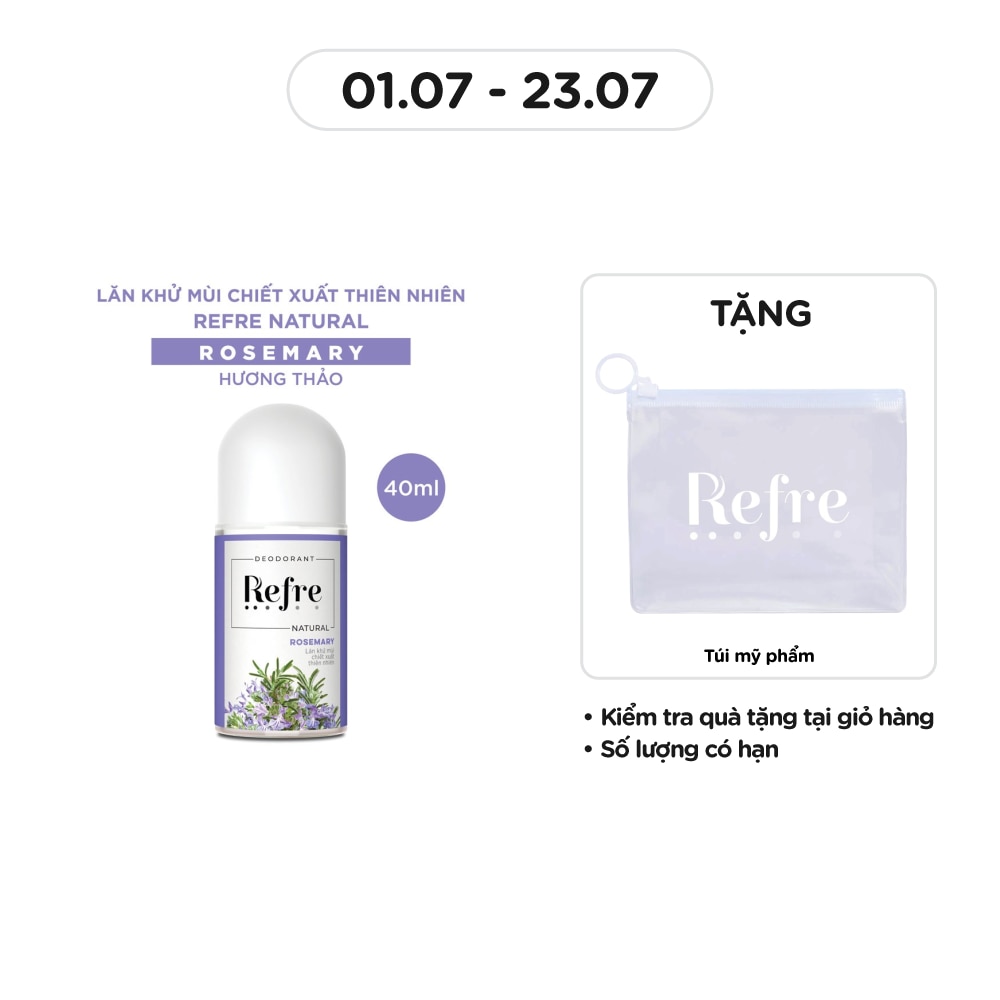 Lăn Khử Mùi Refre Natural Rosemary Hương Thảo Thanh Dịu 40ml