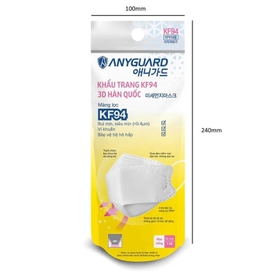 ANYGUARD Khẩu Trang 3D Anyguard KF94 Màu Trắng Nhỏ 1 Cái/Túi