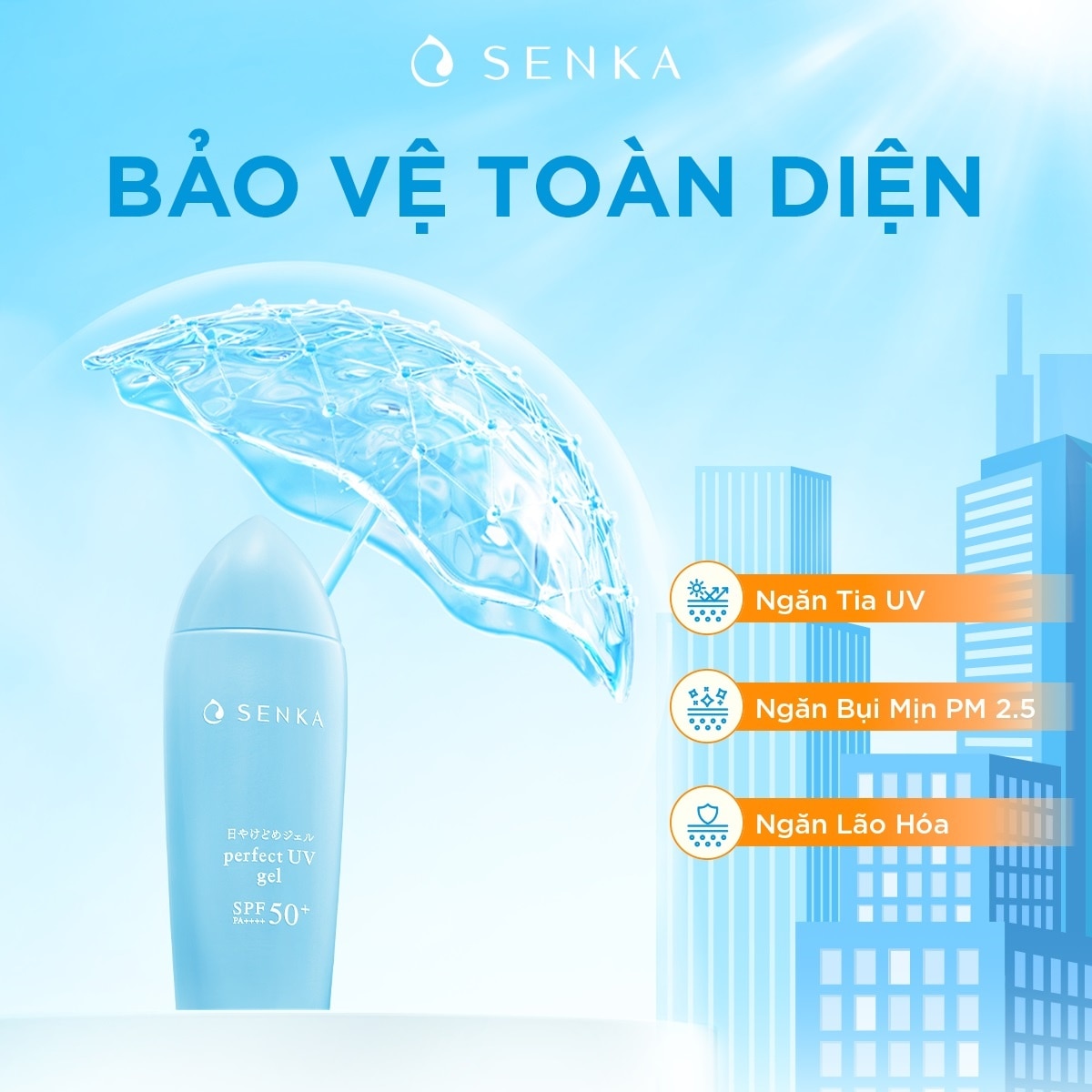 Kem Chống Nắng Dưỡng Ẩm Dạng Gel Senka Perfect UV Gel SPF50+ PA++++ 80ml