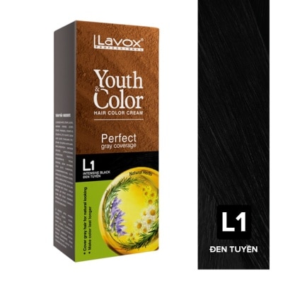 LAVOX Youth & Color Hair Color Cream 60ml x 2 .#L1 Intensive Black