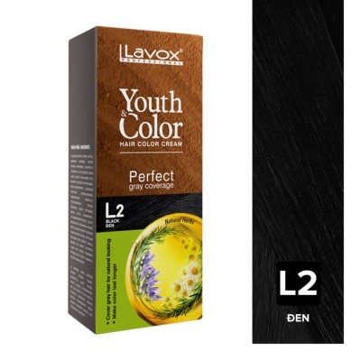 LAVOX Youth & Color Hair Color Cream 60ml x 2 .#L2 Black