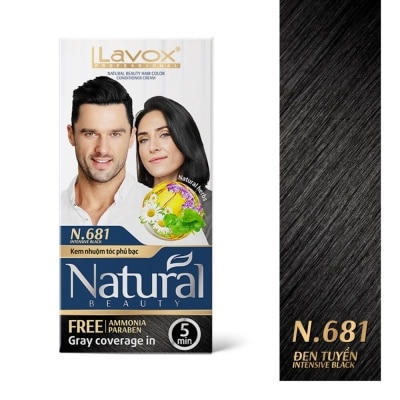 LAVOX Natural Beauty Hair Color Conditioner Cream 40gx2 +7ml .#N.681 Intensive Black