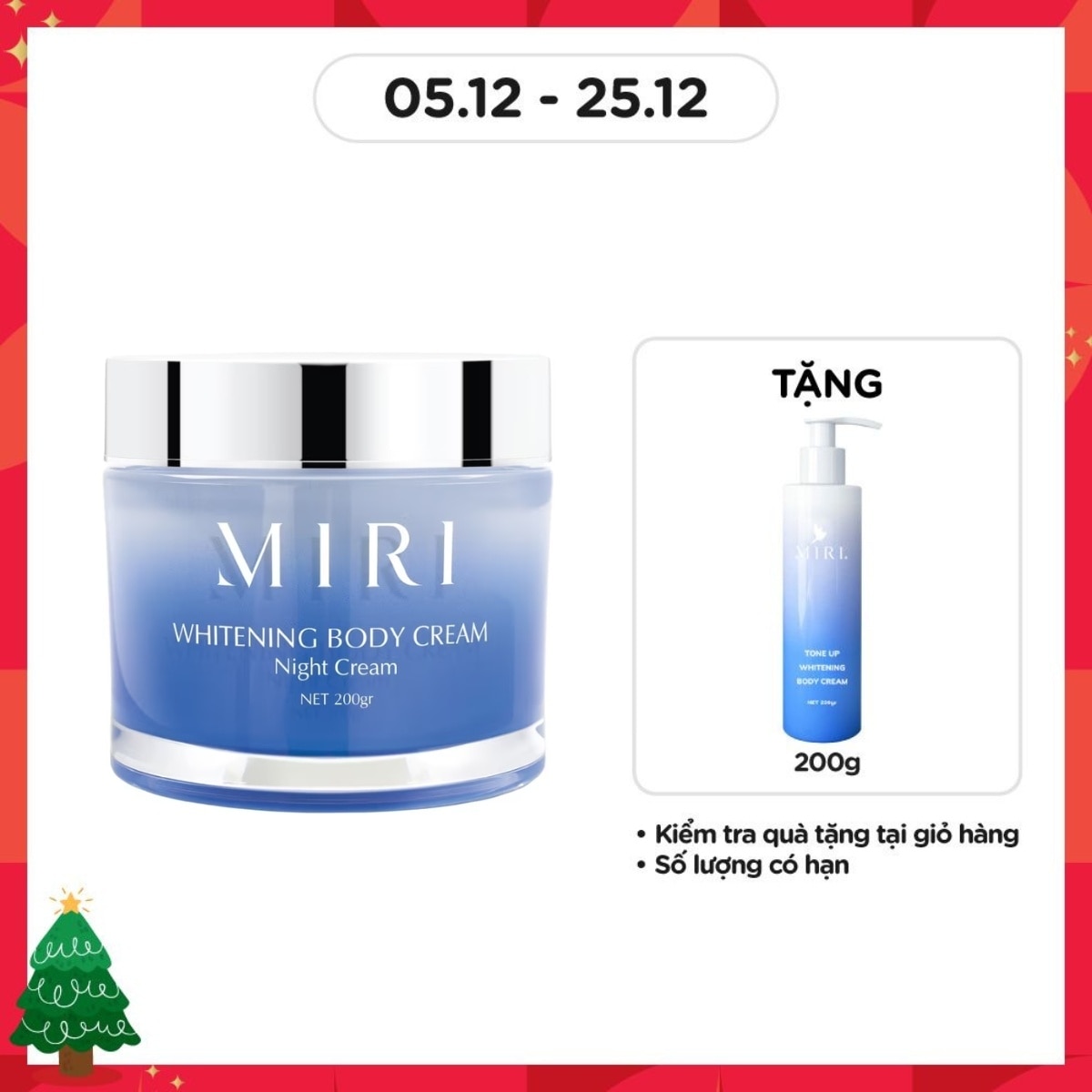 Kem Dưỡng Da Toàn Thân Ban Đêm Miri Whitening Body Night Cream 200g