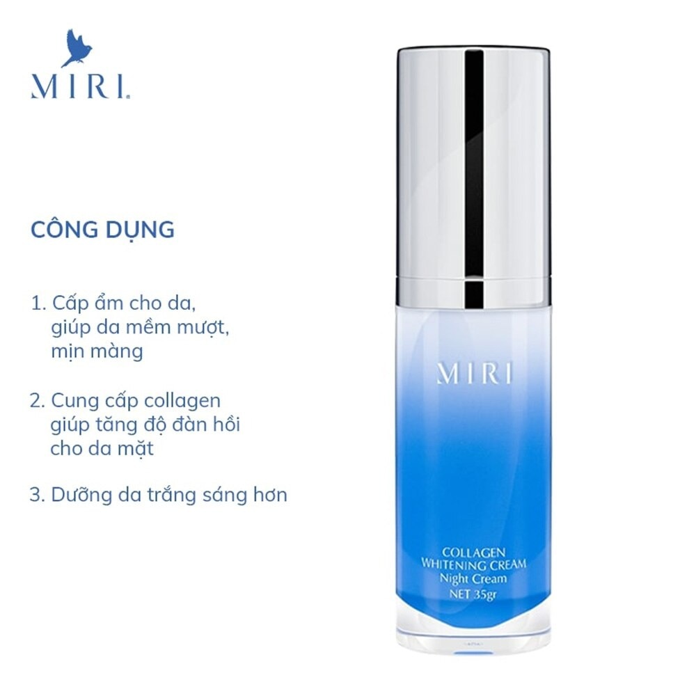 Kem Dưỡng Da Mặt Ban Đêm Miri Night Collagen Whitening Mềm Mượt Và Mịn Màng 35g