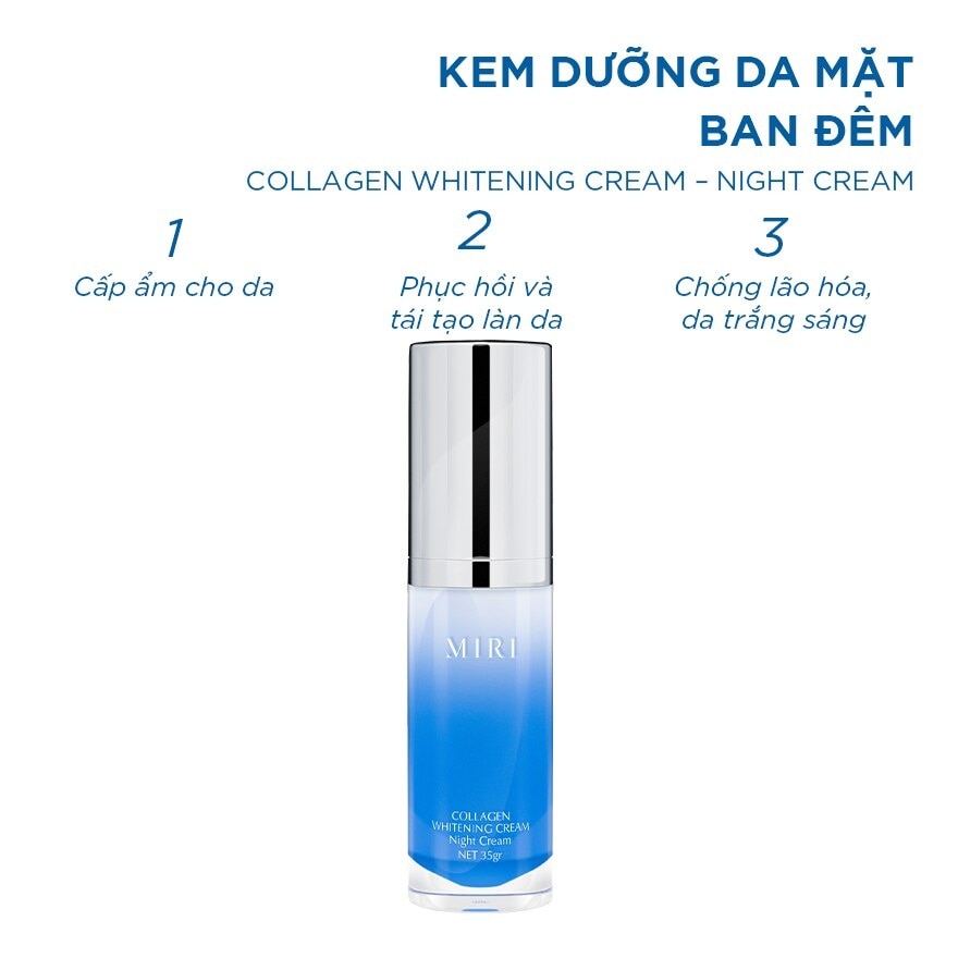 Kem Dưỡng Da Mặt Ban Đêm Miri Night Collagen Whitening Mềm Mượt Và Mịn Màng 35g