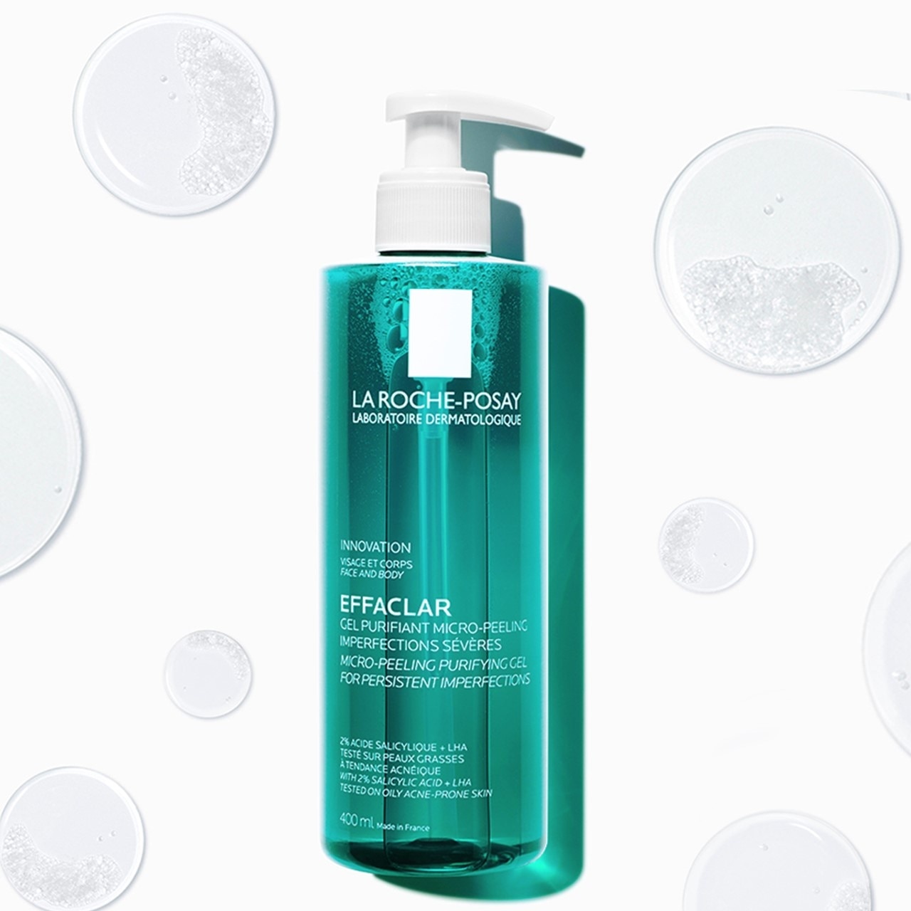 Gel Rửa Mặt & Tắm La Roche-Posay Effaclar Micro-Peeling Purifying Làm Sạch Bã Nhờn & Giảm Mụn 400ml