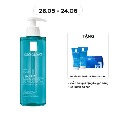 LA ROCHE POSAY - Gel Rửa Mặt & Tắm La Roche-Posay Effaclar Micro-Peeling Purifying Làm Sạch Bã Nhờn & Giảm Mụn 400ml