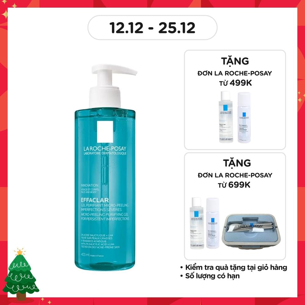 Gel Rửa Mặt & Tắm La Roche-Posay Effaclar Micro-Peeling Purifying Làm Sạch Bã Nhờn & Giảm Mụn 400ml