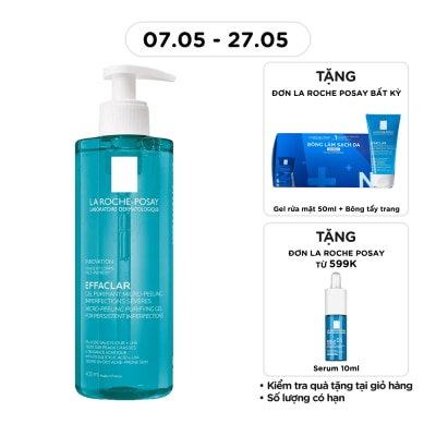 LA ROCHE POSAY - Gel Rửa Mặt & Tắm La Roche-Posay Effaclar Micro-Peeling Purifying Làm Sạch Bã Nhờn & Giảm Mụn 400ml