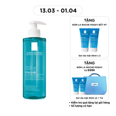 LA ROCHE POSAY - Gel Rửa Mặt & Tắm La Roche-Posay Effaclar Micro-Peeling Purifying Làm Sạch Bã Nhờn & Giảm Mụn 400ml