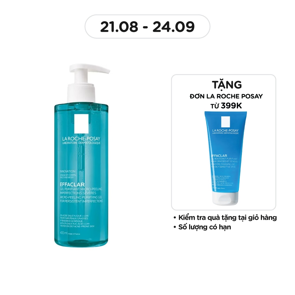 Gel Rửa Mặt & Tắm La Roche-Posay Effaclar Micro-Peeling Purifying Làm Sạch Bã Nhờn & Giảm Mụn 400ml
