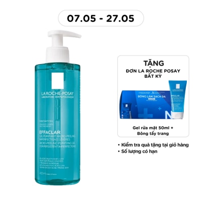 LA ROCHE POSAY - Gel Rửa Mặt & Tắm La Roche-Posay Effaclar Micro-Peeling Purifying Làm Sạch Bã Nhờn & Giảm Mụn 400ml