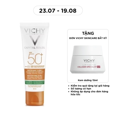 VICHY - Kem Chống Nắng Vichy Capital Soleil SPF50+ UVB UVA Mattifying 3In1 Chống Ô Nhiễm & Bụi Hàng Ngày 50ml image