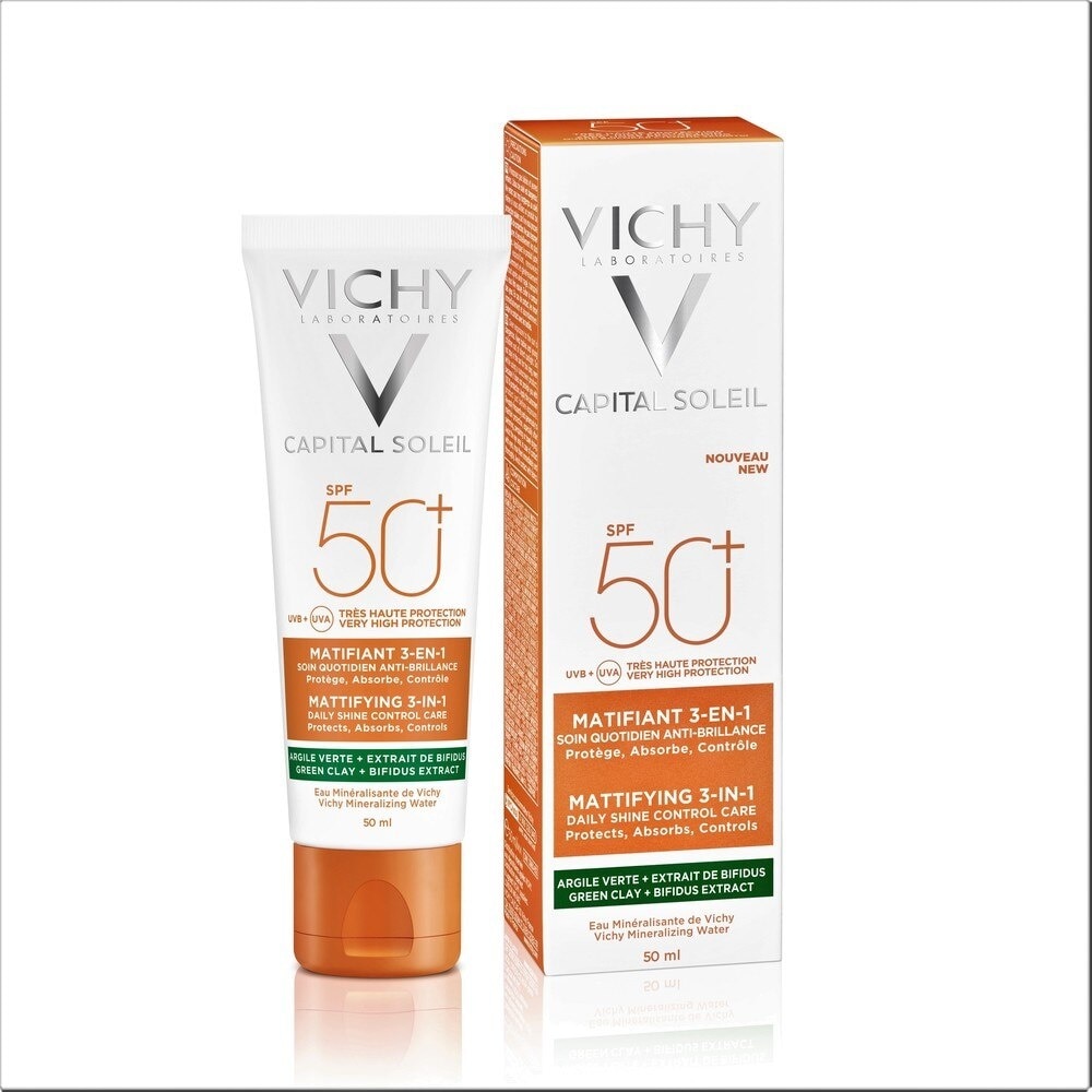 Kem Chống Nắng Vichy Capital Soleil SPF50+ UVB UVA Mattifying 3In1 Chống Ô Nhiễm & Bụi Hàng Ngày 50ml