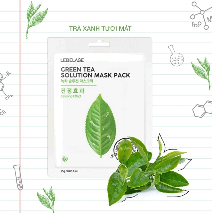 Mặt Nạ Lebelage Green Tea Solution Mask Pack Calming Effect Chiết Xuất Trà Xanh 25g