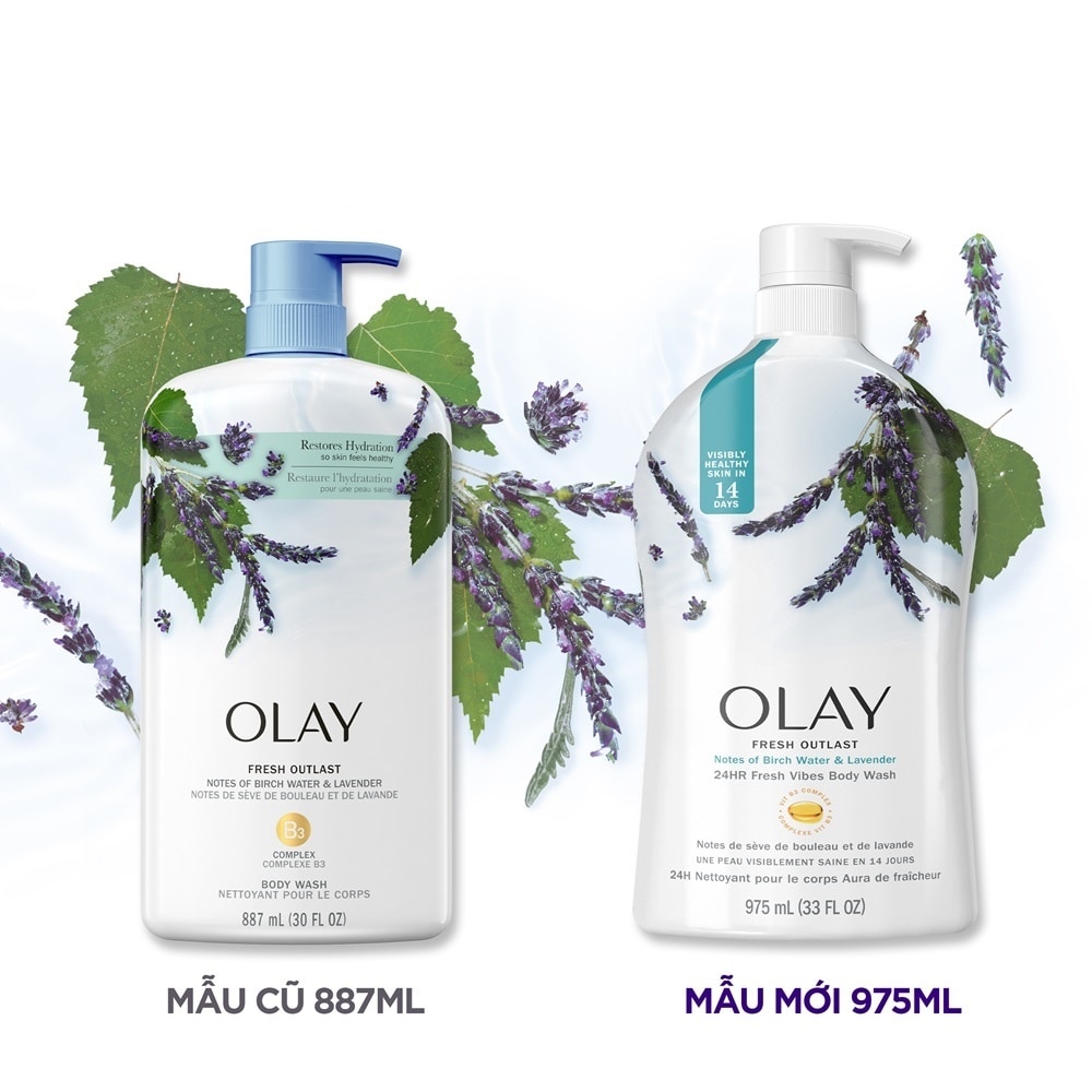 Sữa Tắm Olay Fresh Outlast Purifying Chiết Xuất Từ Lá Cây Bạch Dương Và Hoa Oải Hương 975ml
