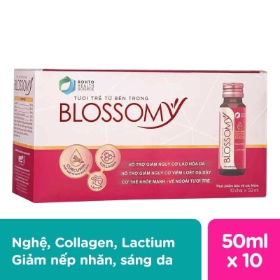 BLOSSOMY Thực Phẩm Bảo Vệ Sức Khỏe Blossomy Curcumin Tươi Trẻ Từ Bên Trong 50ml x 10 Chai