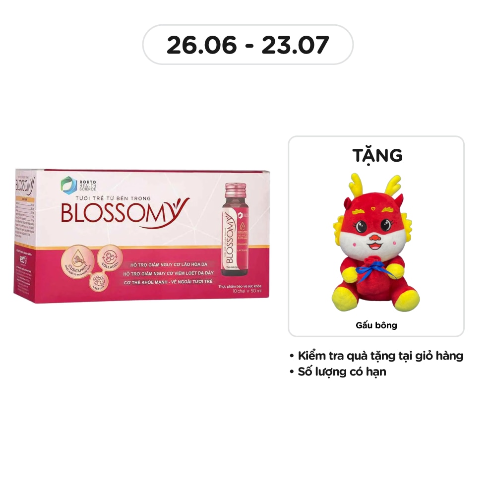 Thực Phẩm Bảo Vệ Sức Khỏe Blossomy Curcumin Tươi Trẻ Từ Bên Trong 50ml x 10 Chai